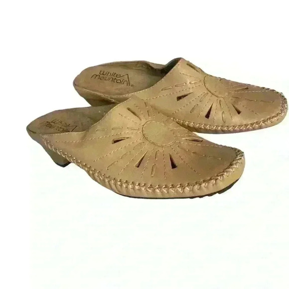 White Mountain Women’s Leather Slip on Clogs Size 7.5 Destiny Tan Career Comfort - Picture 7 of 10